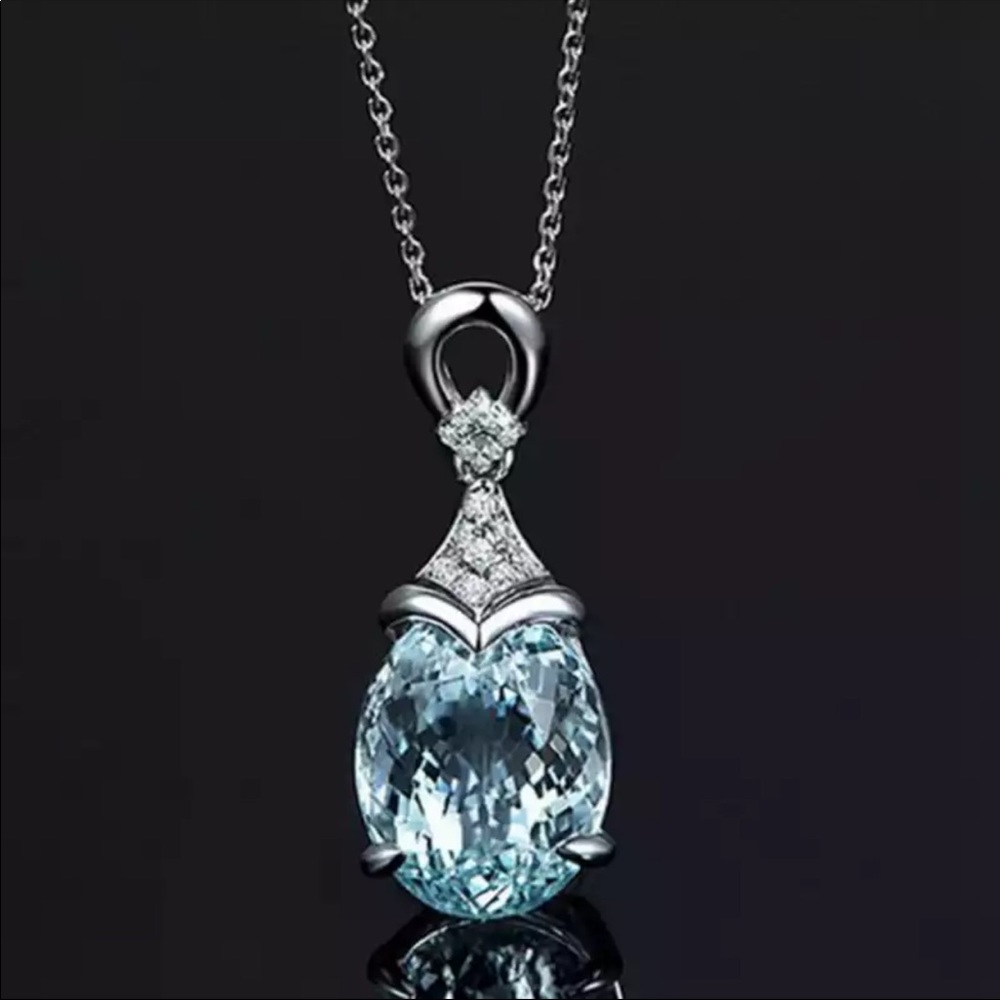 New European Style Blue Crystal Water Drop Pendant